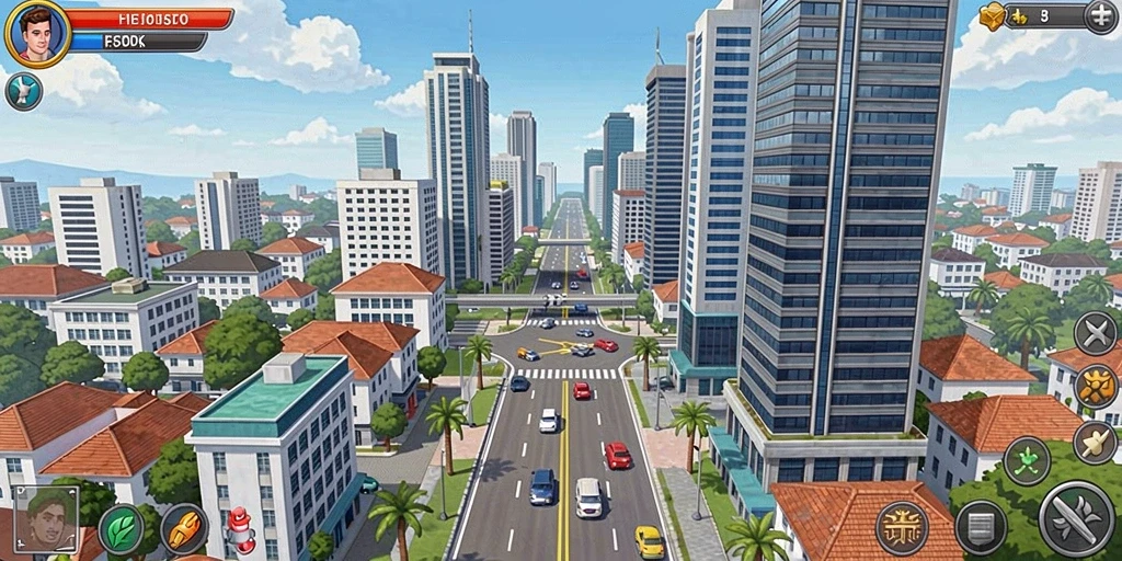 Tampilan level pertama yang menawan dengan detail yang kaya.