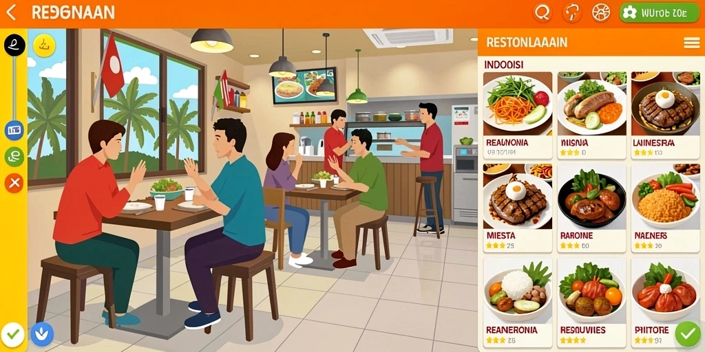Tampilan utama aplikasi V98 yang menarik.